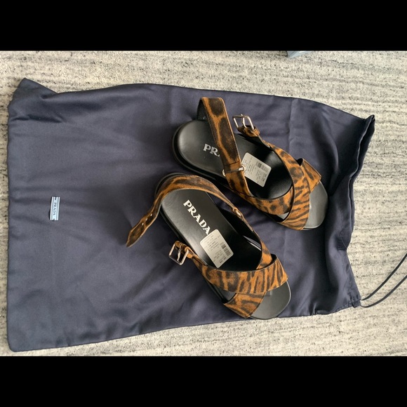 Prada Leopard-Print Calf Hair Slingback sandals - Picture 3 of 5